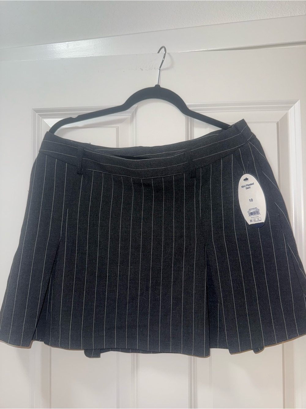 Women's Black Pinstripe Skater Skirt
